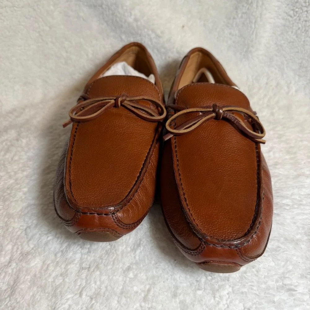 Johnston & Murphy Damon Mahogany Italian Calfskin‎ Driver Loafers Mens 8.5M